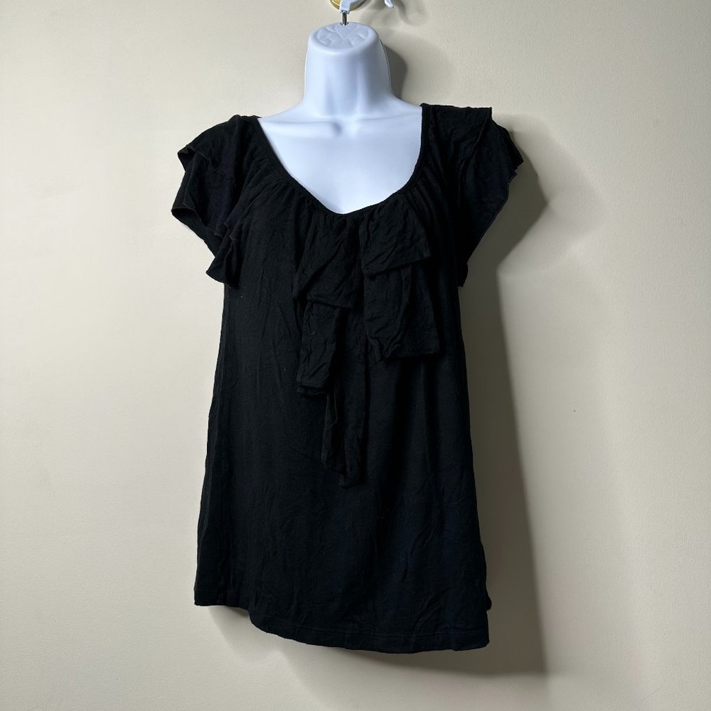 MICHAEL Michael Kors Black Ruffle SS Top Women's Medium